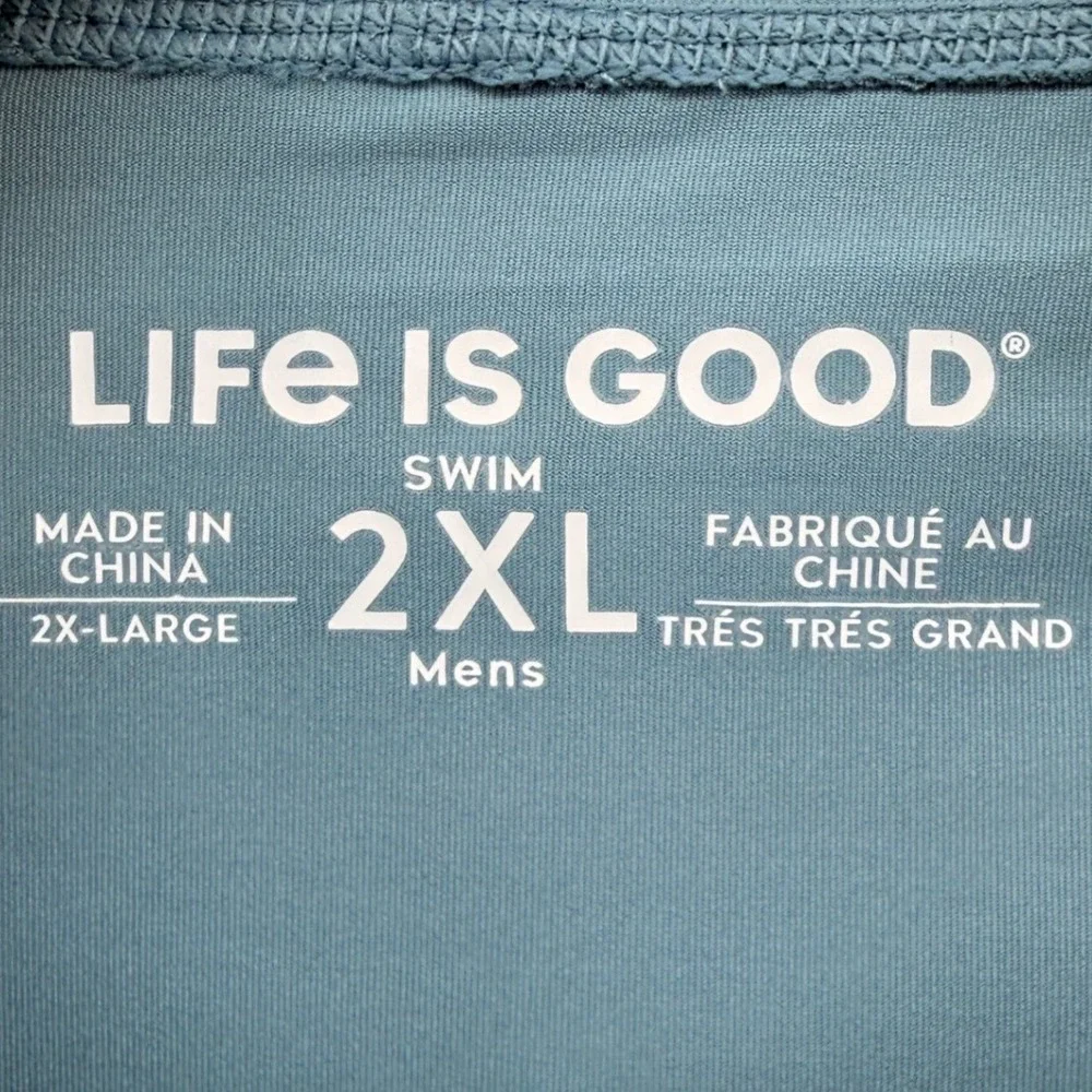 NEW Life is Good Swim Hoodie Mens 2XL Rash Guard Blue UPF 50+ Ocean Magic Shirt